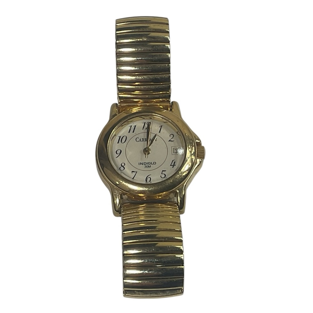 Carriage Indiglo Watch by Timex Easy Reader Gold Tone Band